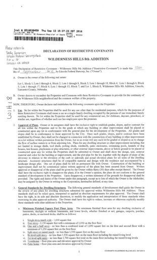 Wilderness Hills 8th Addition-Restrictive Covenants